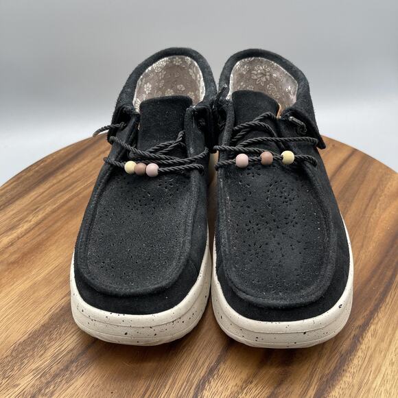 Hey Dude Wendy Peak Fold Boots Womens 10 Black Suede Lightweight Casual Walking - Picture 2 of 8